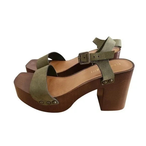 Madden Girl G Dean Platform Wood Block Heel Sandals Olive Green Size 7.5 - Picture 8 of 11